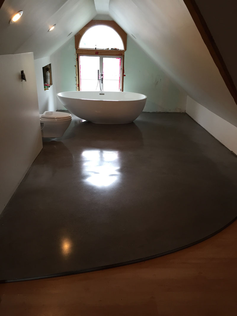 Polished concrete overlay with DITRA anti-fracture membrane