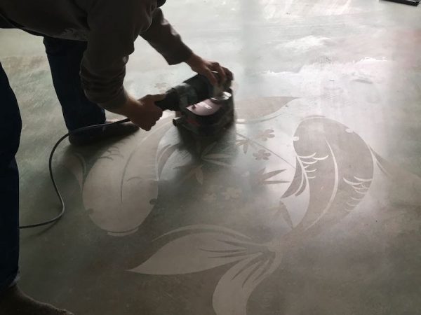 etching in concrete floor
