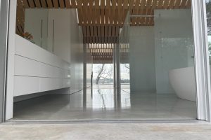 modern home with polished concrete seamless bathroom