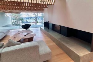 ultra modern fireplace in stunning home
