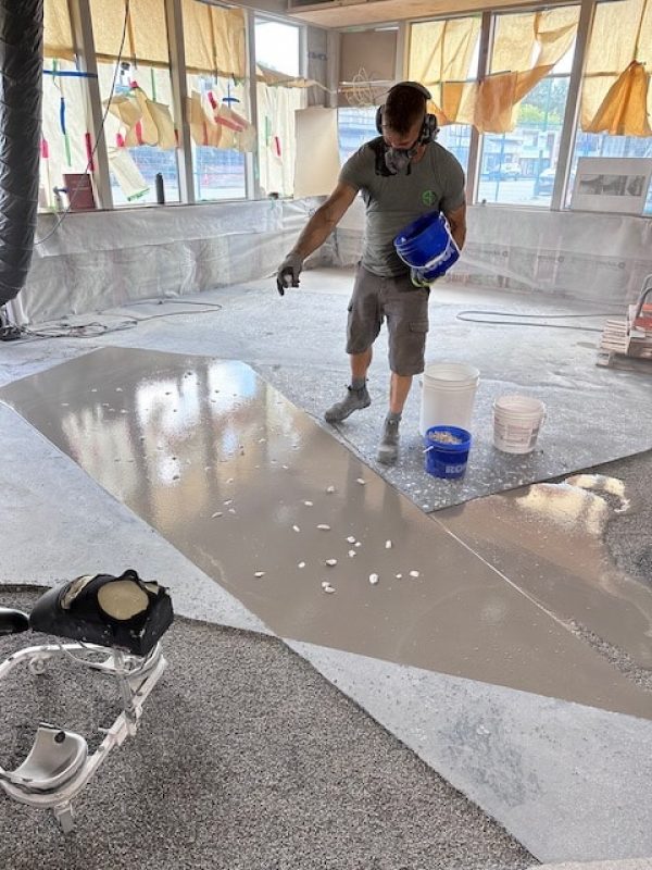 pouring terrazzo for brewery