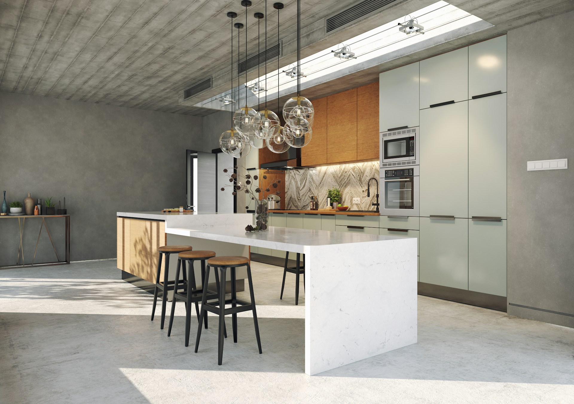 recycled glass concrete counter